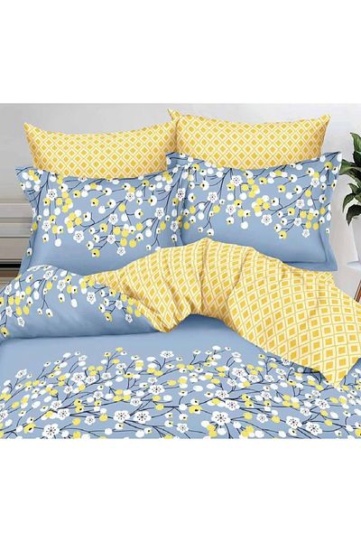 CHIRASO FINE Cotton Bedding Set, ELASTIC Sheet 180x200+25cm, Duvet Cover 200x230cm 4 Pillowcases