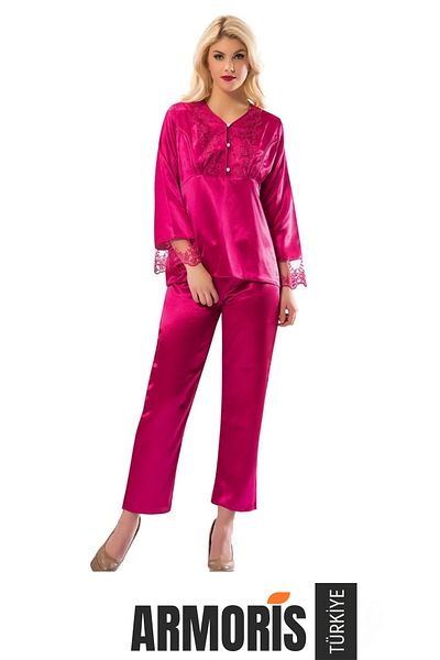 Armoris New Creation Comfortable Dowry Women's Stylish Fuchsia Satin Pajamas Set