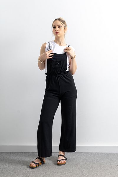 TUĞBA ERGÜL Ayrobin Linen Jumpsuit with Kangaroo Pocket