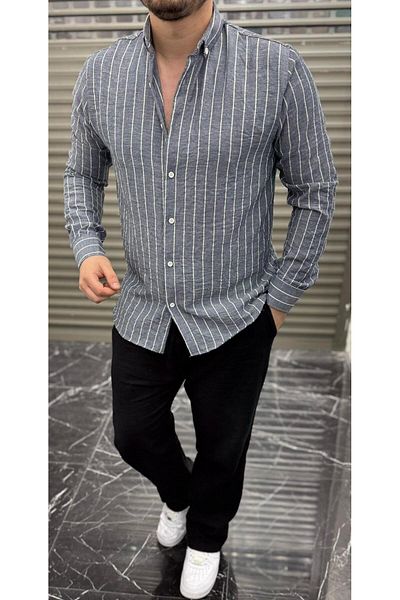 MODA New Gray Striped Shirt