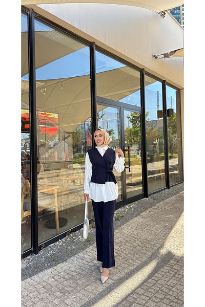 LİNA TESETTÜR Vest Pants Double Suit