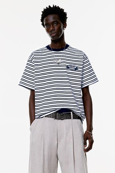 Pull & Bear Paris menu striped T-shirt