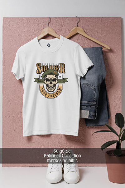 Bahriyeli Collection Tricou unisex cu design supradimensionat Soldat american...