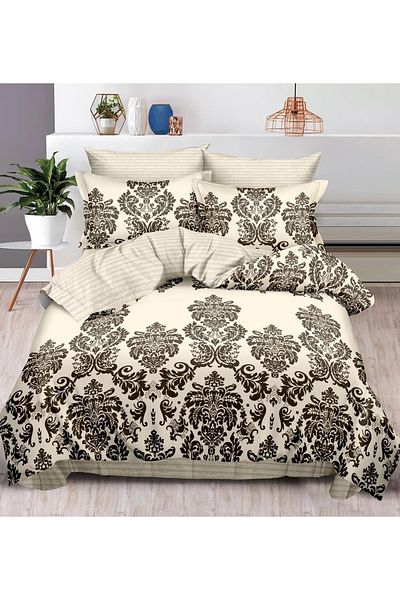 CHIRASO FINE Cotton Bedding Set, ELASTIC Sheet 180x200+25cm, Duvet Cover 200x230cm 4 Pillowcases