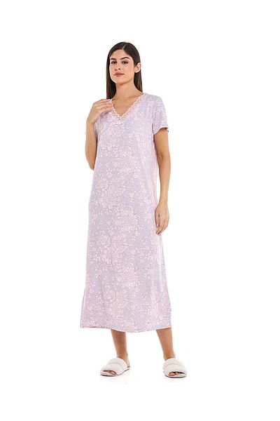 R&B Lilac CO-SS LONG NIGHT DRESS-10-18