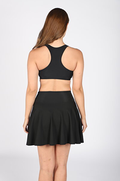 My-o Kadın Derek Pileli Şort Etek Siyah - Likra Mayo Kumaşı S-5XL