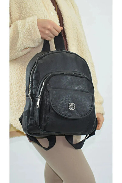 Wander Black Women's Backpack Wash Leather Multi-Compartment