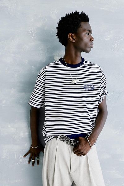 Pull & Bear Paris menu striped T-shirt