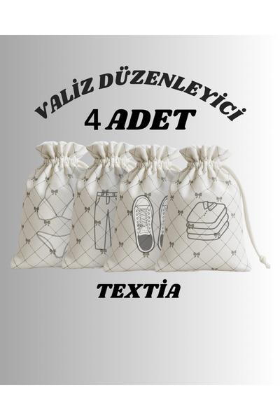 Textia Home Σετ οργάνωσης βαλιτσών 4 τεμαχίων Παπούτσια Ρούχα Τσάντα αποθήκευ...