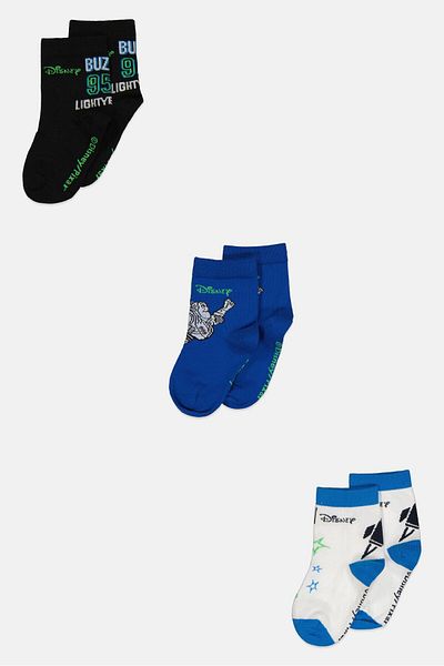 adidas x Disney Pixar Toddlers Boy 3 Pairs Graphic Print Socks, Multicolor