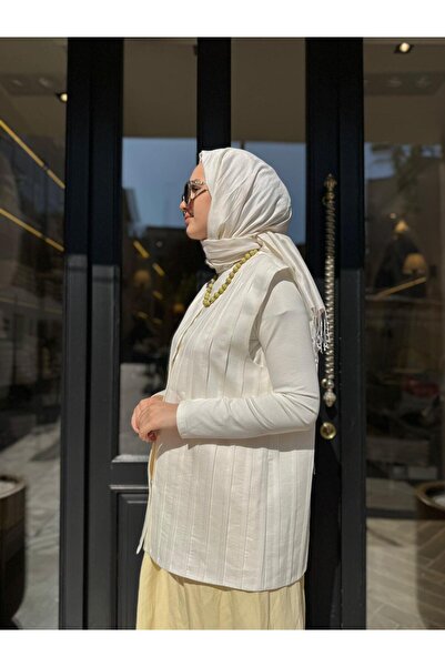 QOOQ STORE 25Ss609 Women's Serpent Vest with Stitching Detail White