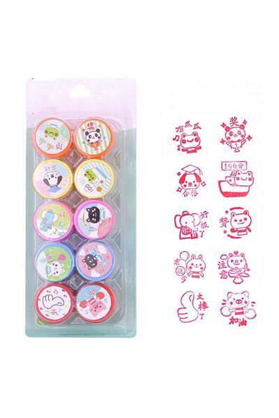 huitich Colorful Cartoon Stamp Set Five Seals Series Self-Inking Stamps for Kids