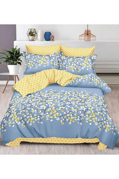 CHIRASO FINE Cotton Bedding Set, ELASTIC Sheet 180x200+25cm, Duvet Cover 200x230cm 4 Pillowcases