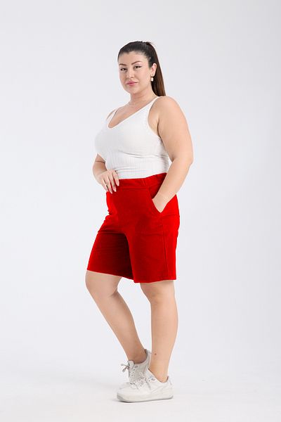 Gül Moda Women's Pomegranate Flower Fabric Shorts with Elastic Waist G122-5
