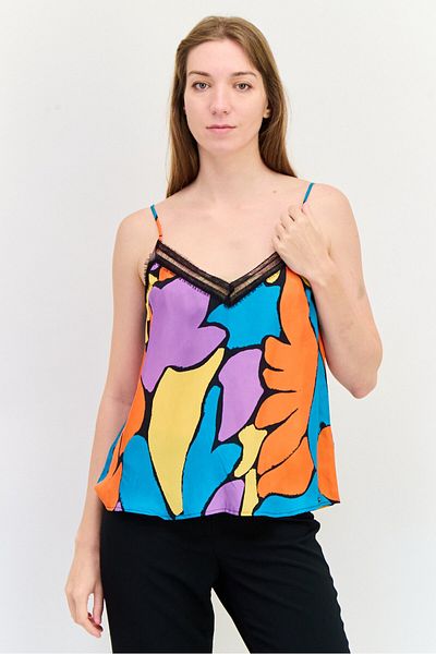 Salsa Women V Neck Abstract Print Sleeveless Tank top, Multicolor