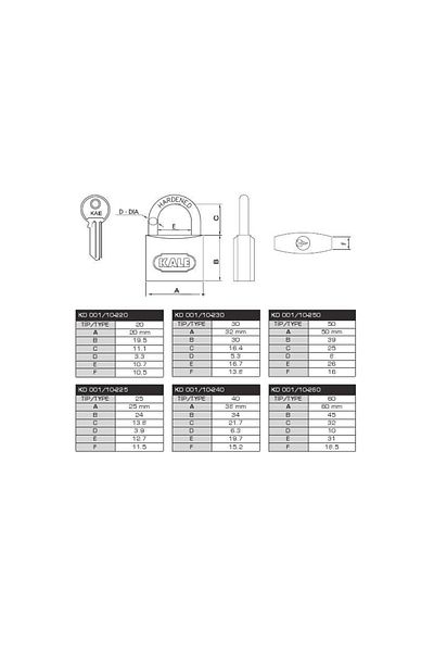 PRATİKOBA Kale 50 mm Yellow Brass Padlock KD-001/10-250