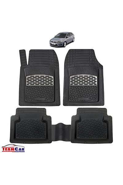 TEAMCAR Covorașe auto tip tavă compatibile cu Ford Focus 2 Hatchback 5 uși (2004–2011) argintii