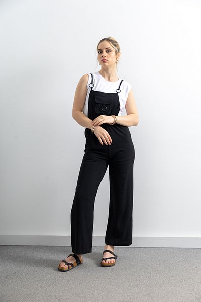 TUĞBA ERGÜL Ayrobin Linen Jumpsuit with Kangaroo Pocket