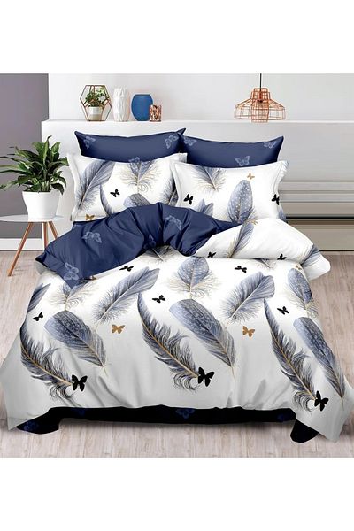 CHIRASO FINE Cotton Bedding Set, ELASTIC Sheet 180x200+25cm, Duvet Cover 200x230cm 4 Pillowcases