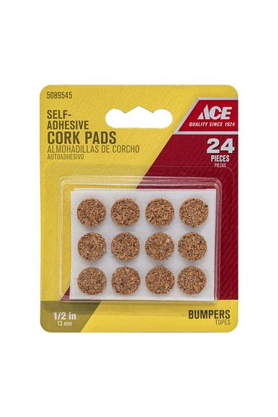 ACE 24-Piece Self Adhesive Bumper Cork Pads 0.5 Inch