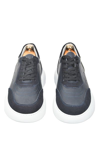 DeepSEA Men's Navy Blue Lace-Up Eva Sole Genuine Leather Orthopedic Sports Shoes Sneaker2509966
