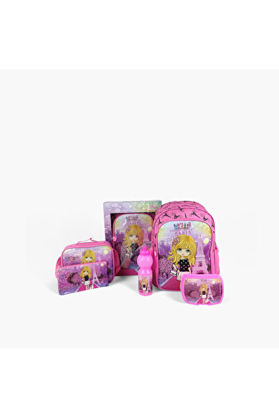 Royal Falcon مجموعة حقيبة ظهر مطبوعة برسومات جرافيكية من 5 قطع مقاس 16 بوصة -...