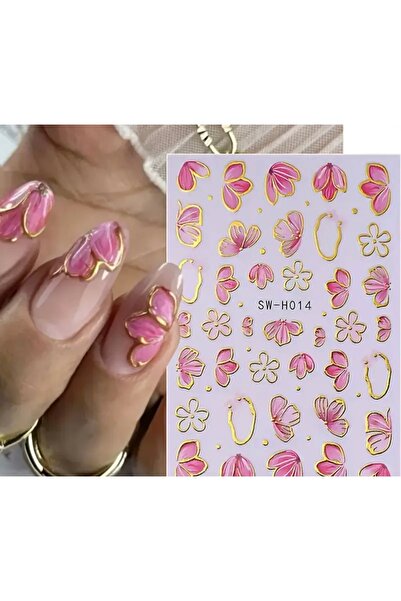 Lavian Accessories Sakura Çiçeği Pembe Yapışkanlı Tırnak Stickerı