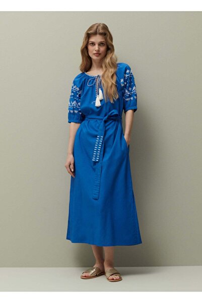 Ovs Midi Dress With Ethnic Embroidery