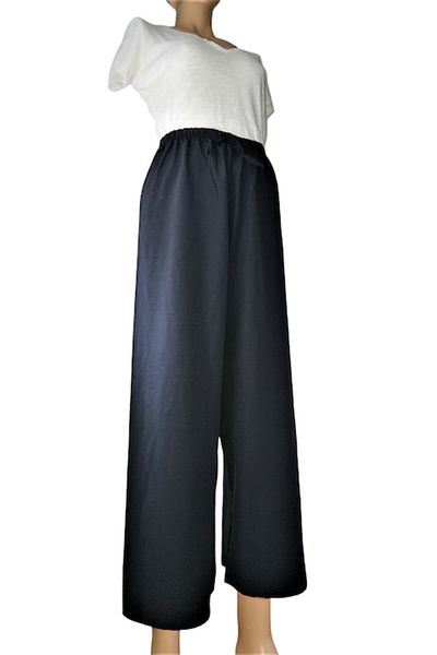 OEM - Black Long Pants, Cotton, Elastic Waist, Size M