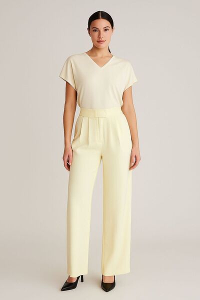 polle Pantaloni Palazzo cu talie cu velcro Yüksk pentru femei