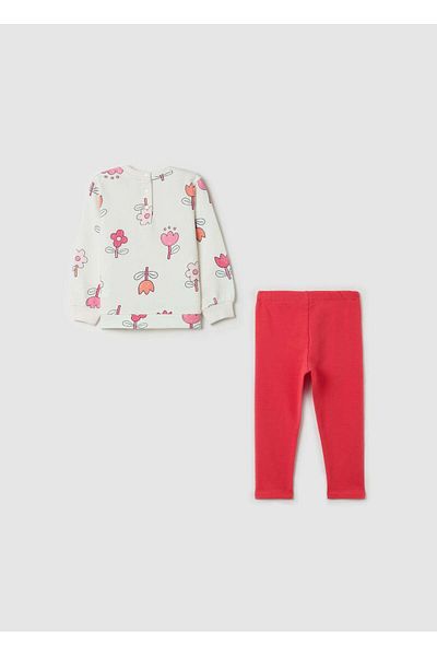 Ovs Cotton Jogging Set With Flowers Print