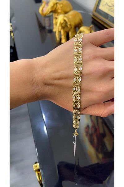 Store 14 Carat Gold Color Zircon Stone Xuping Bracelet 18 cm