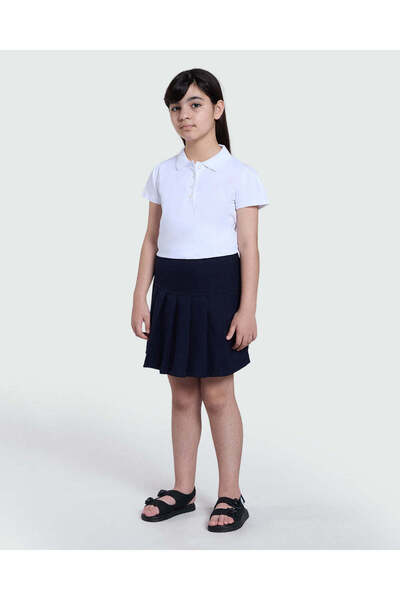 Ovs تنورة مطوية باللون الأزرق الداكن للبنات - ستايل