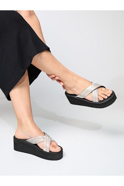 HANOX Grace High Platform Heel Women's Cross Beach Slippers (6.5) cm