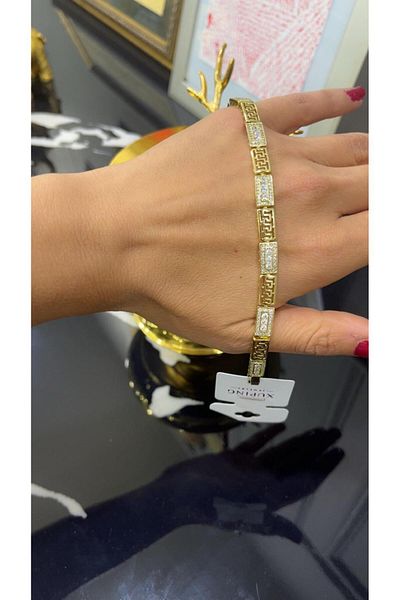 Store 14 Carat Gold Color Zircon Stone Xuping Bracelet 18 cm