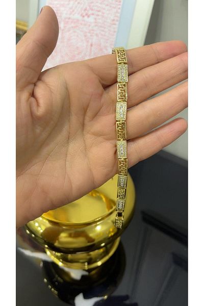 Store 14 Carat Gold Color Zircon Stone Xuping Bracelet 18 cm