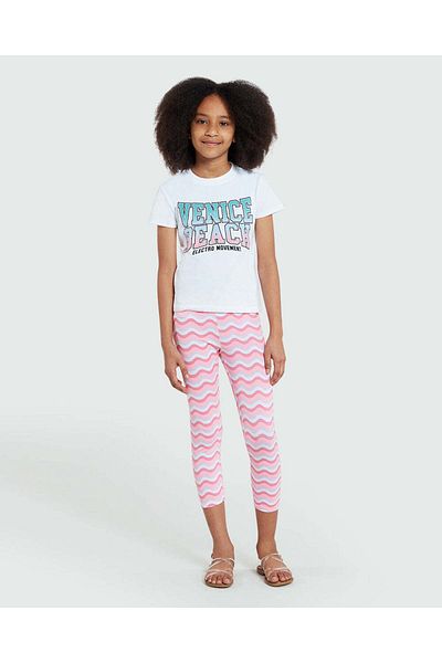 Ovs Striped 3/4 Leggings In Multicolour – Girls
