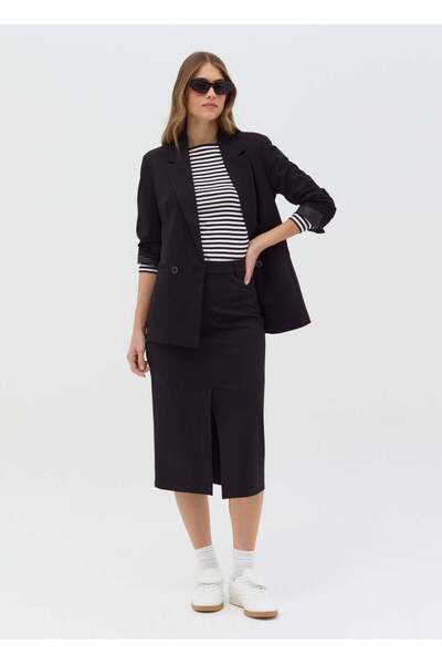 Ovs Midi Pencil Skirt With Slit