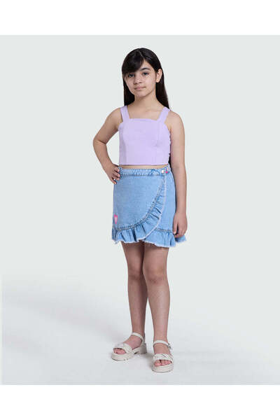 Ovs تنورة جينز زرقاء متوسطة الحجم للبنات