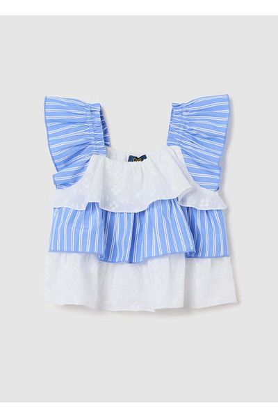 Ovs Blue And White Striped Blouse For Girls