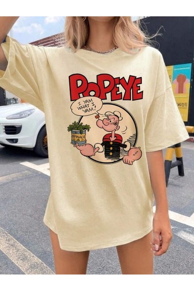 LAYORA تي شيرت كاجوال بأكمام قصيرة للنساء مطبوع عليه حروف وطباعة كرتونية للبا...