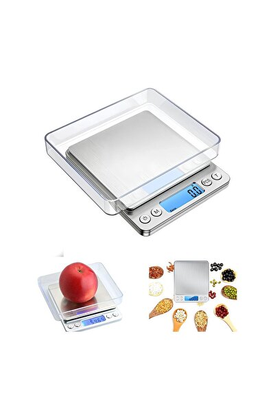 Techfit Dijital Hassas Tartı 3 kg Kapasite, 0.1 gr Hassasiyet Hazneli Mutfak ...