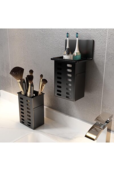 LIVVY حامل معجون أسنان مثبت على الحائط (عبوة من قطعتين) - رف منظم لفرشاة الأس...