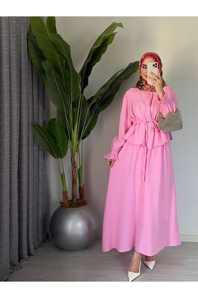 Molly Nelly Women's Muslin Summer Blouse Skirt Hijab Set