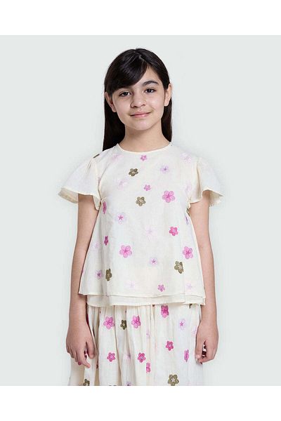 Ovs Cotton Blouse With Small Flowers Embroidery