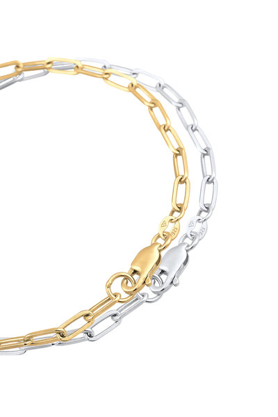 ELLI Sada šperků, náramek, dámský řetízek, stříbro 925, pozlacené, dvoubarevný, 18 cm