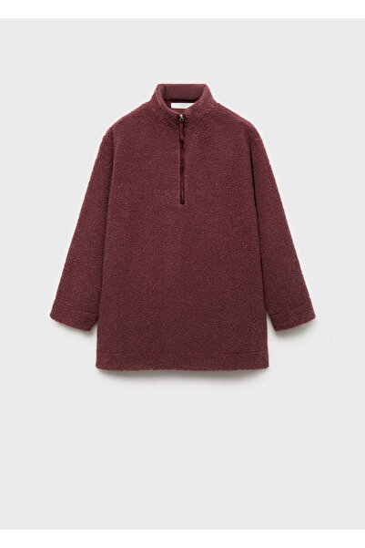 MANGO Woman Kürklü fermuarlı sweatshirt