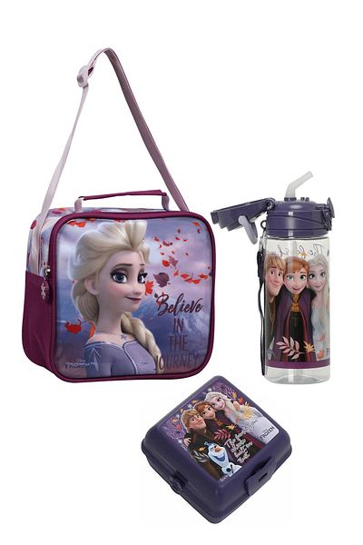 Frozen Elsa Licensed Lunch Box + Water Bottle + Lunch Food Container Set