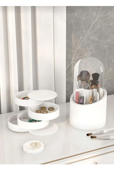 HBNC Double Organizer Set Jewelry Organizing Box and Makeup Brush Cosmetic Organizing Box