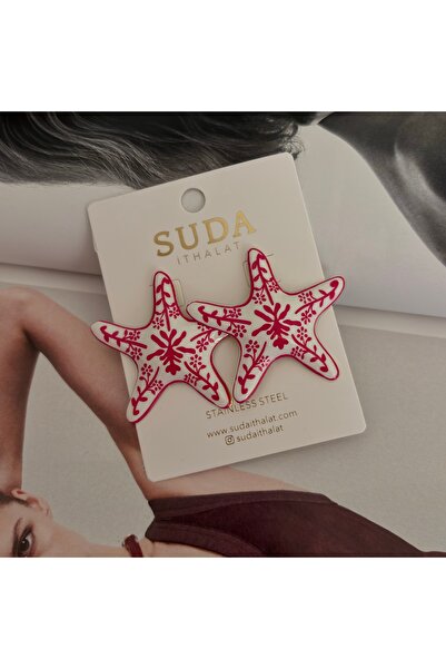 FASHİON JEWELRY Imported Ceramic Pink Detailed Starfish Earrings